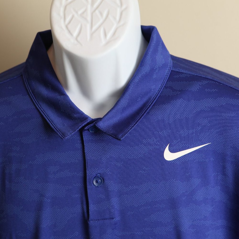 Nike Golf Men's blue digital camo pattern Standard Fit s/s polo shirt XL EUC